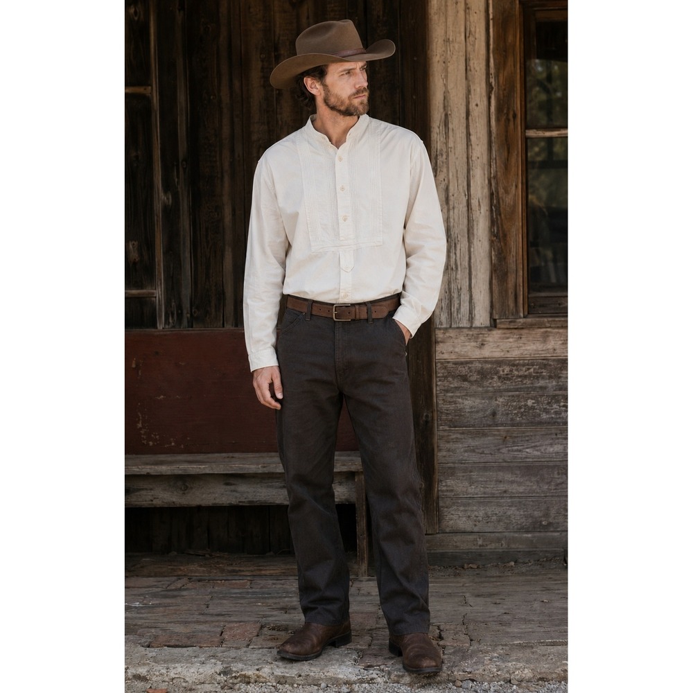 VTG Wah Maker Mens L Cream Tab Collar Cotton Frontier Western Shirt USA Heritage